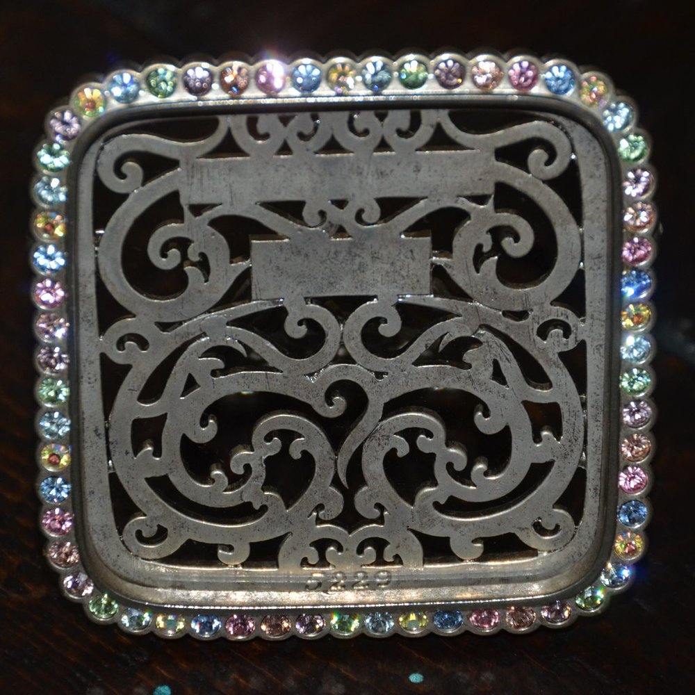 RARE JAY STRONGWATER SCROLL ALLEGRA BABY PASTEL CRYSTAL STONE EDGE ENAMEL FRAME